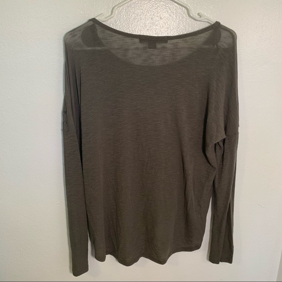 XXI Forever 21 Long Sleeve Top Olive Green Sequins - Picture 7 of 9